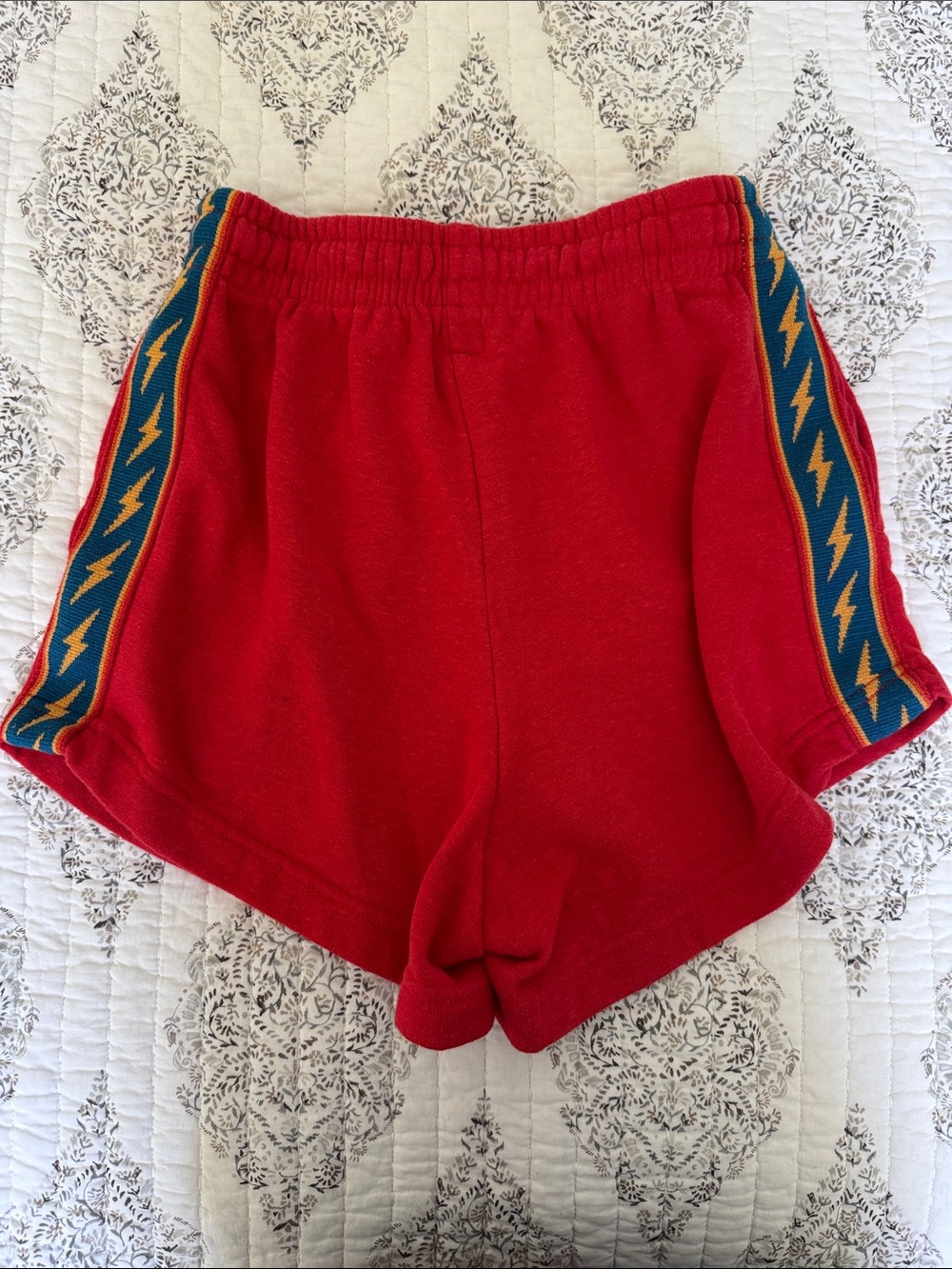 Red Women's Aviator Nation Shorts with Side Stripe - Picture 3 of 3